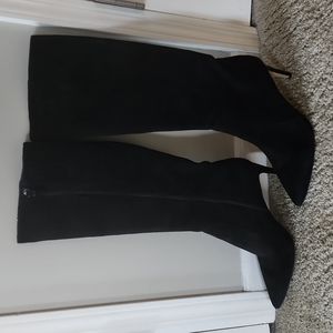 Via Spaga Black Suede High Heel Boots Sz 9